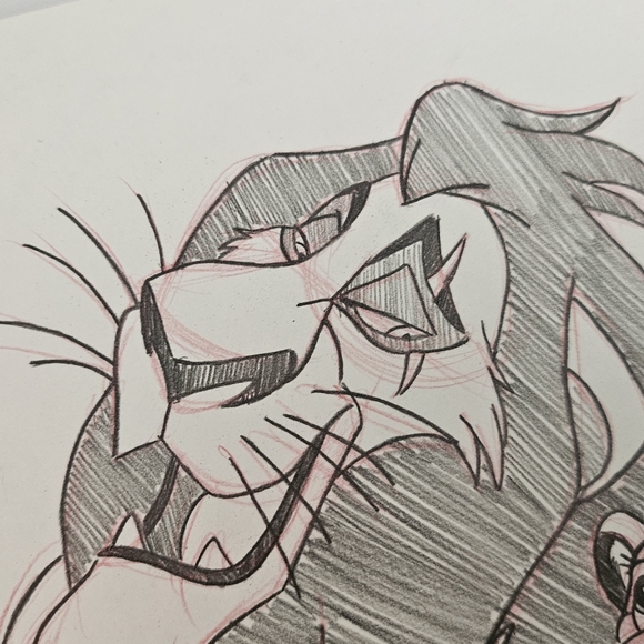 Disney Simba and Scar The Lion King drawing/sketch animation signed Art gift - Picture 4 of 6